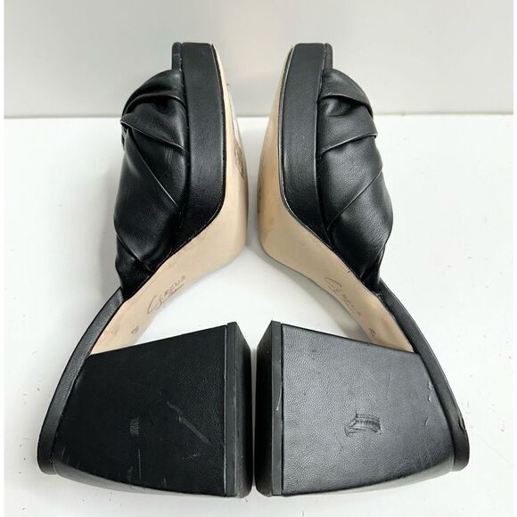 Circus NY by Sam Edelman Sandals Black Twisted Front Block Heel Open Toe - Picture 9 of 11